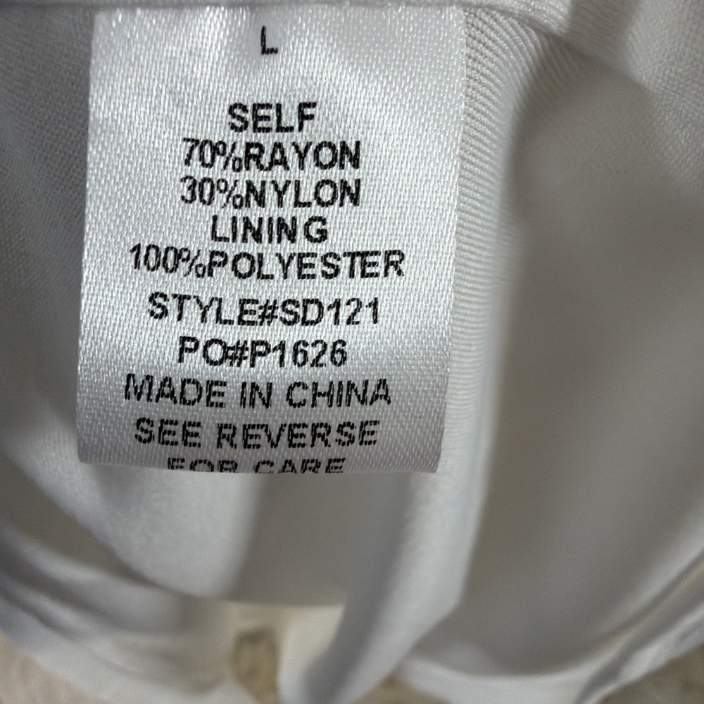 Stevie Hender White Wrap Midi Dress Large NWT Rayon Lined 3/4 Sleeve Tie Waist - Picture 5 of 11